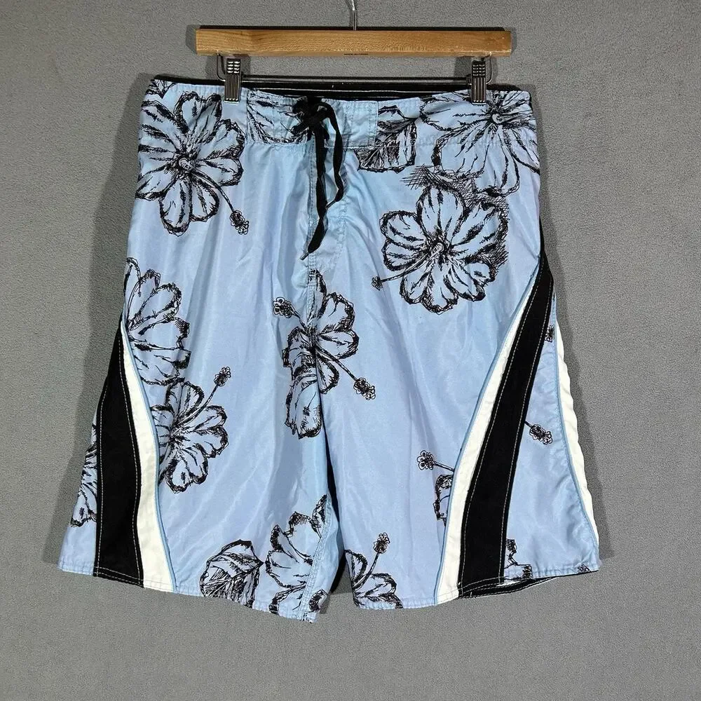 Vintage Subculture Hawaiian Floral Board Shorts Men's Size 34x11 Surf Y2K
